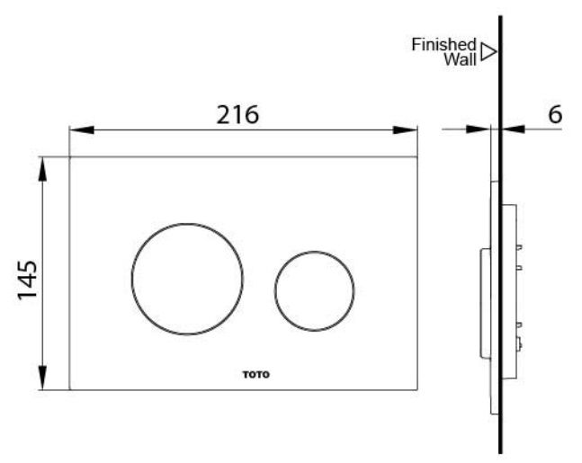 Bản vẽ nút nhấn MB005DCP bồn cầu treo tường TOTO